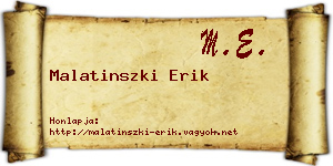 Malatinszki Erik névjegykártya