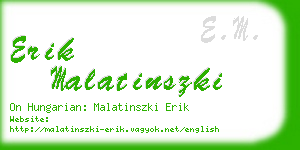 erik malatinszki business card